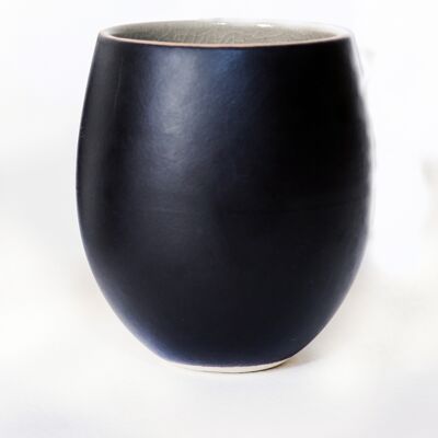Stoneware espresso cup - matt black / linen - 14cl