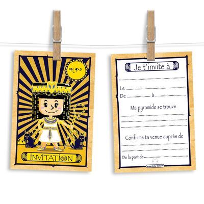 Tarjetas de invitación de cumpleaños y sobres de 6 | Tema de Cleopatra - Reina de Egipto