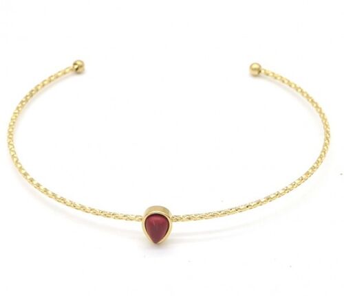 B010-003G S. Steel Bangle Red Stone