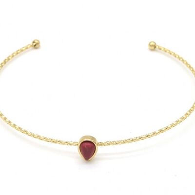 B010-003G S. Steel Bangle Red Stone