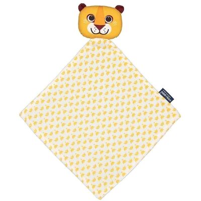 Doudou plat bébé en coton biologique - Lion - cadeau de naissance