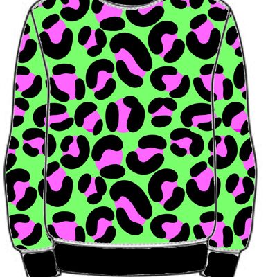 Chunky Lime Leopard Print handgemachter Pullover