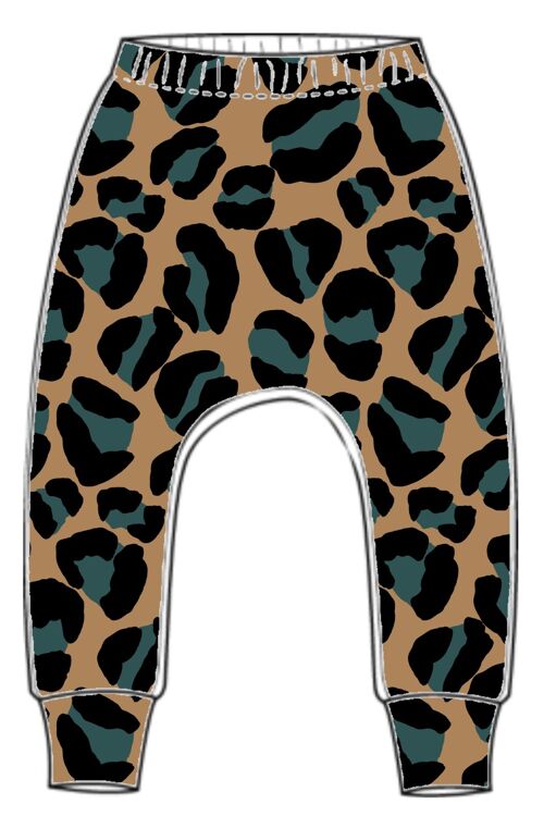 Chunky Teal Leopard Print Leggings    Harem Leggings 2-3 Years