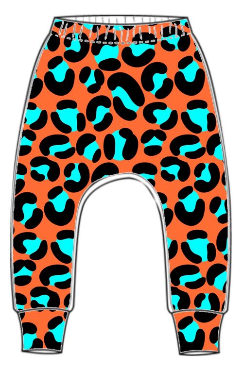 Chunky Orange Leopard Print Leggings    Slim Fit Leggings