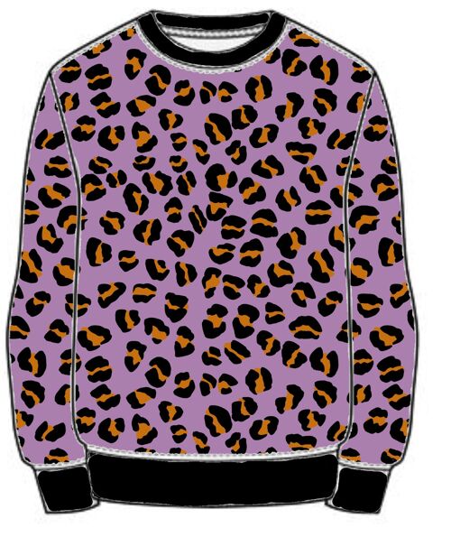 Lilac Leopard Print Handmade Jumper x
