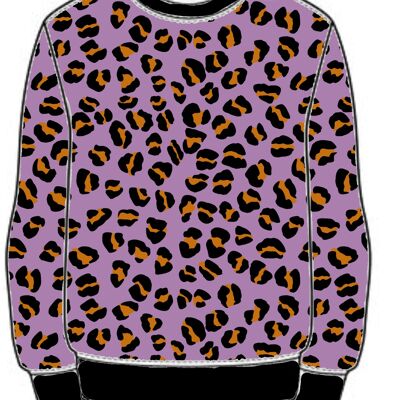 Lilac Leopard Print Handmade Jumper x