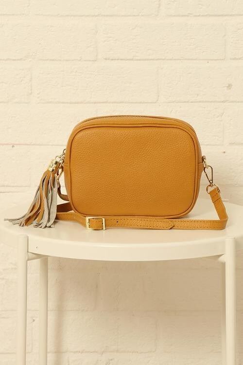 Mustard Italian Leather Camera Bag 7140MU