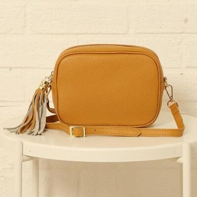 Mustard Italian Leather Camera Bag 7140MU