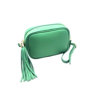 Bolso cámara de cuero verde