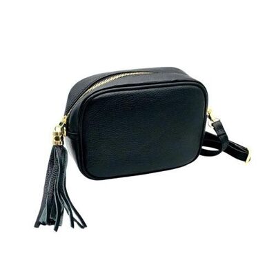 Borsa per fotocamera in pelle nera 6425B