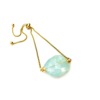 Aquamarine Slider Bracelet - Gold