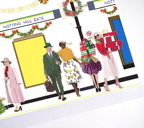 Christmas at Notting Hill Gate Station | Blank Greeting Card