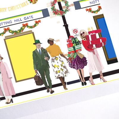 Navidad en Notting Hill Gate Station | Tarjeta de felicitación en blanco