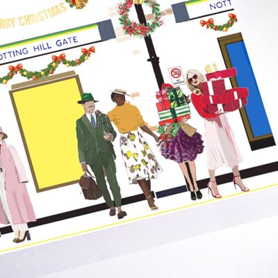 Christmas at Notting Hill Gate Station | Blank Greeting Card