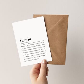 Définition cousine : carte de voeux avec enveloppe 1