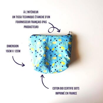 Trousse étanche de sac à main - Coton bio - Fabriqué en France 1