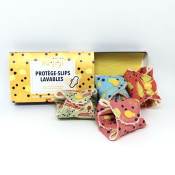 Pack 4 protège-slips lavables bio - Serviettes menstruelles petit format - Coton bio avec intérieur Bambou - Fabriqué en France 1