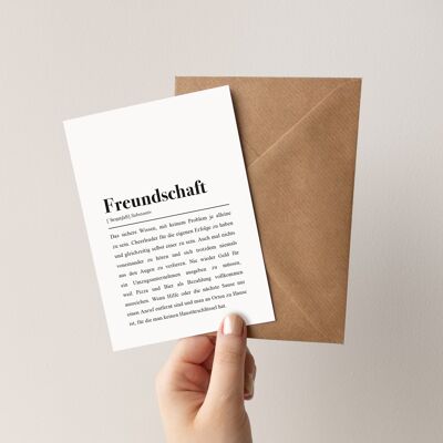 Définition de l'amitié : carte de voeux avec enveloppe