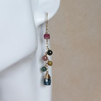 Earrings adorned with Tourmaline and Kyanite Gems 3