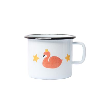 Enamel mug Swan