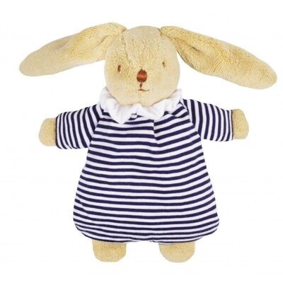 Lapin Nid d'Ange Doudou Hochet - Marinière 20Cm- Printemps