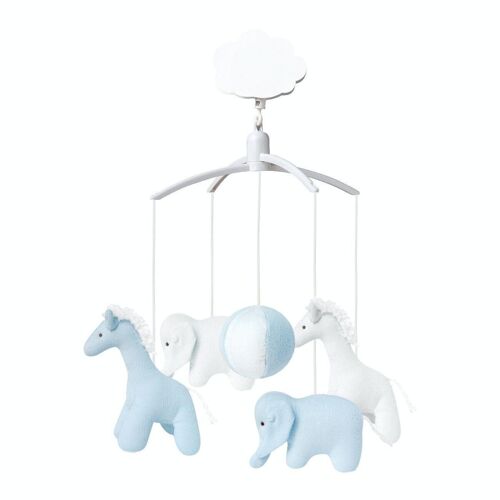 Mobile Musical Girafe, Elephant Bleu & Blanc