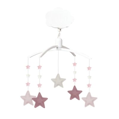 Star Musical Mobile - Organic Cotton Dusty Pink, Beige & Powder Pink