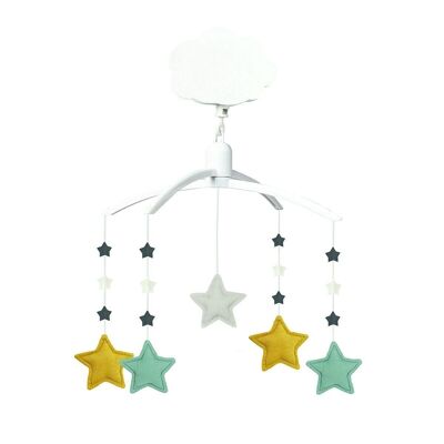 Star Musical Mobile - Celadon Curry - Organic cotton