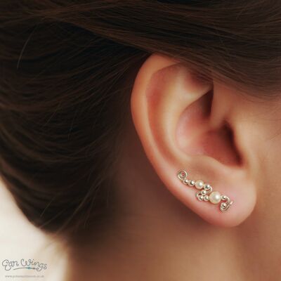 Ear Wings Crema Perle Argento Sterling