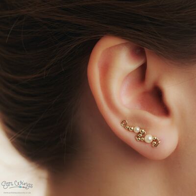 Ear Wings Cream Pearls oro giallo 14ct