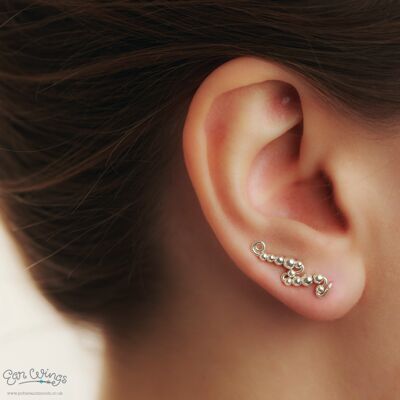 Ear Wings Round Beads Sterling Silver