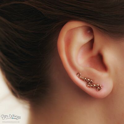 Perline rotonde con ali d'orecchio oro rosa 14 carati