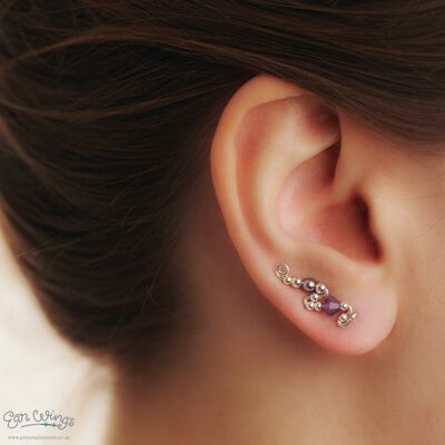 Ailes d'Oreilles Cyclamen Opale Argent Massif