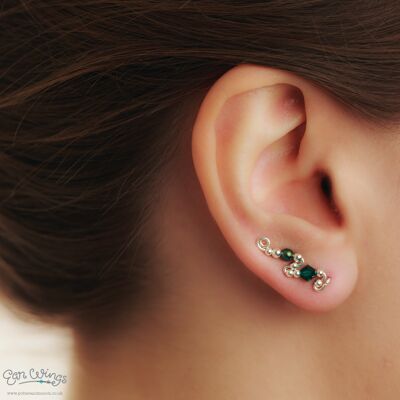 Ear Wings Emerald Sterling Silver