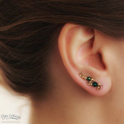 Ear Wings Emerald 14ct Yellow Gold