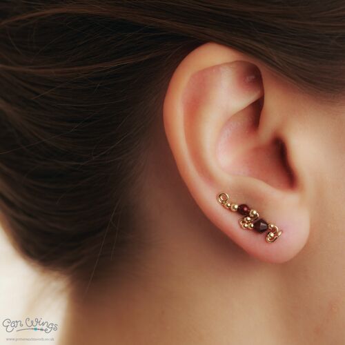 Ear Wings Garnet 14ct Yellow Gold