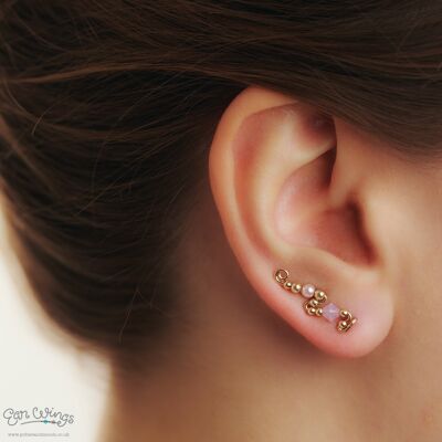 Boucles d'oreilles en or jaune 14ct opale d'eau de rose