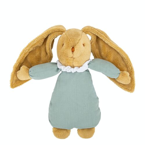 Lapin Nid d'Ange Doudou Musical - Celadon 25Cm - coton Bio