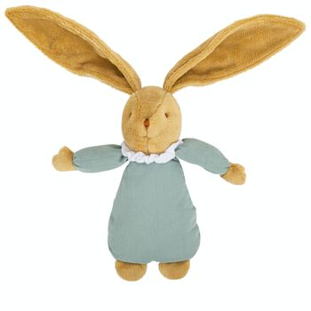 Lapin Nid d'Ange Doudou Musical - Celadon 25Cm - coton Bio- Printemps 2