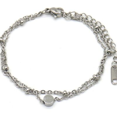 B019-005 Layered S. Steel Bracelet Silver