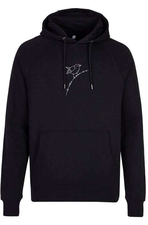 Basic Bio Hoody (men) Rotkehlchen - Schwarz