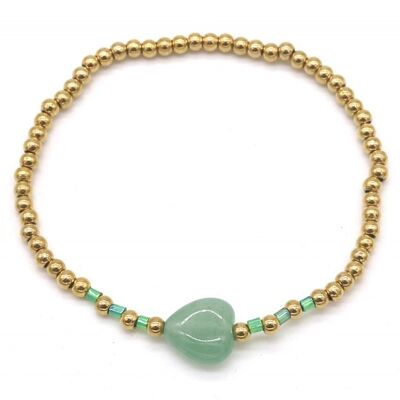 B2142-004C Bracciale elastico in acciaio S. Avventurina verde