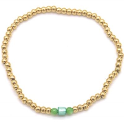 B2142-004AG Bracelet Élastique Acier S. Vert Adventurine