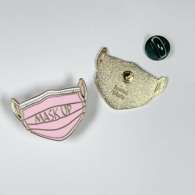 Mask up  pin (pink)