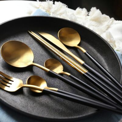 MAYA Cutlery set  16 pcs matte gold/black