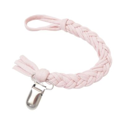 Braided cotton pacifier cord |Pale Pink