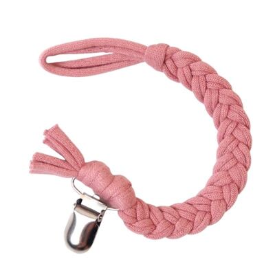 Chupete cordón trenzado algodón | acogedor rosa