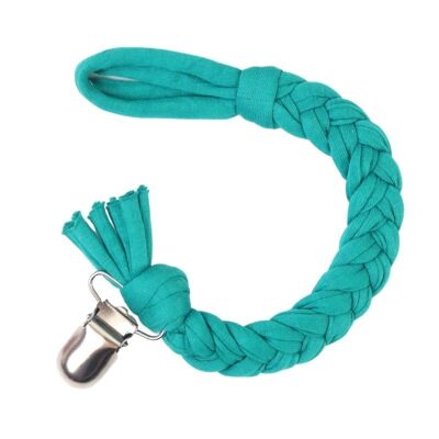 Attache tétine coton tressé | turquoise foncé