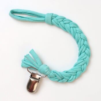 Attache tétine coton tressé | Turquoise clair 2