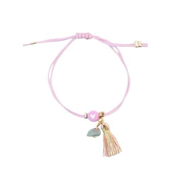 LOVEissue bracelet enfants | Coeur lilas avec pompon or 4
